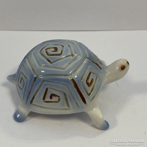 Rare Aquincum porcelain turtle with aquazur painting