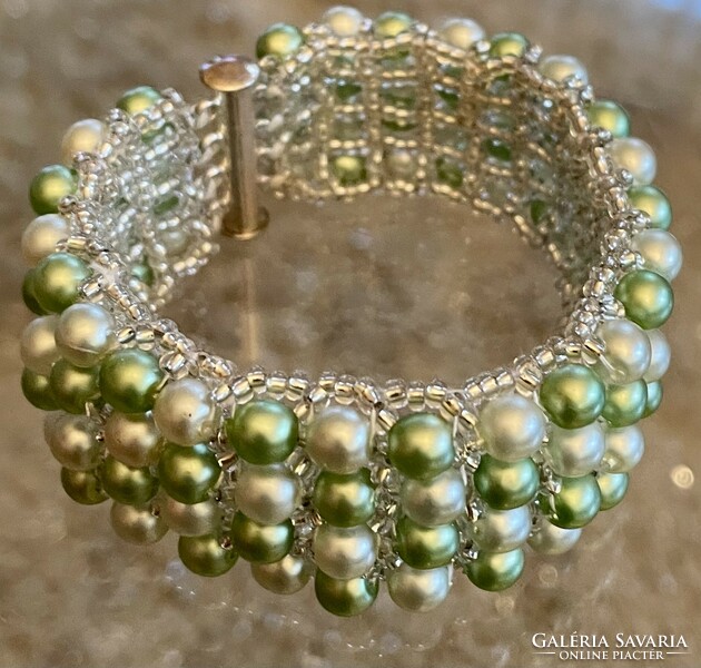 Pale green teal beaded capricho women's bracelet beaded craft