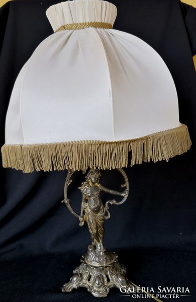 Dt/312 – special Art Nouveau/Art Nouveau copper alloy table lamp with fabric shade