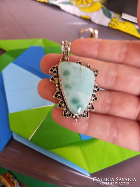 Larimár gemstone silver pendant from the Dominican Republic!
