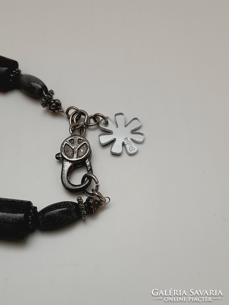 Necklace made of gray ceramic beads, buba, 48 cm