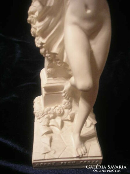 Alabaster Large Size 23cm Snow White Statue Couple Female Male Nude Front Greek Goddess Rarity For Sale