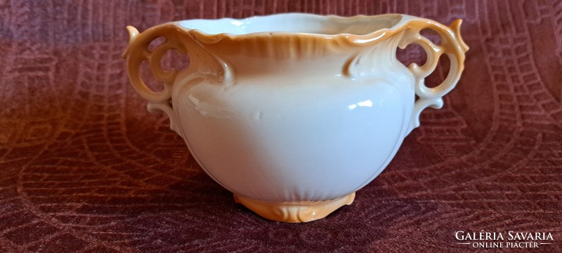 Antik Victoria porcelán füles tálka, kaspó (L3934)