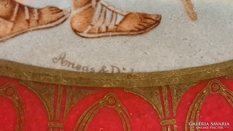 Antik jelenetes porcelán tányér, antik falitányér (M3815)