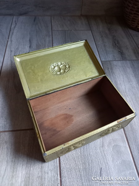 Interesting old large steel box with wooden inlay (19.5x12x7.5 cm)