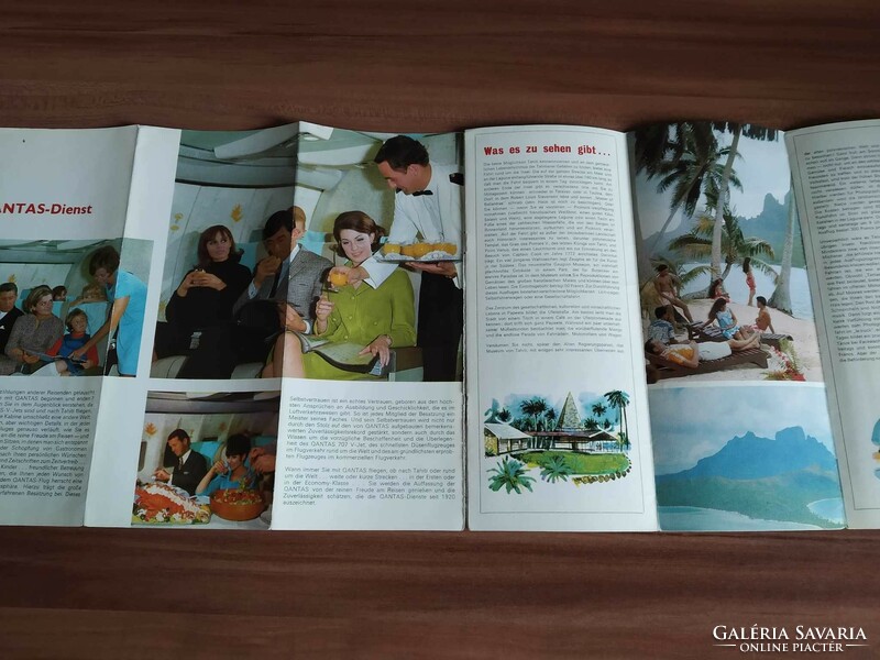 6 Qantas airline brochures, Japan, Hong Kong, Australia, Singapore, Fiji Islands, Tahiti