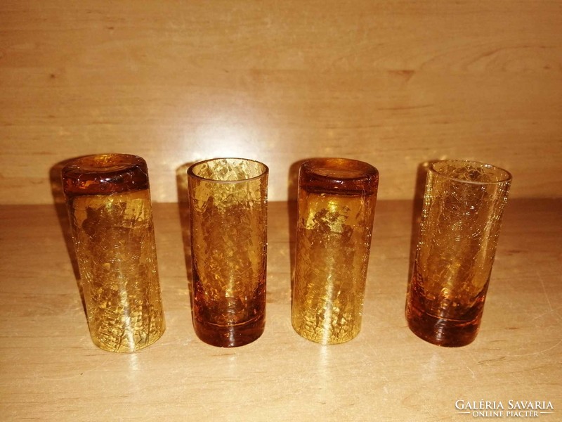 Fátyolüveg borostyán csőpohár 4 db egyben - 7,7 cm magas (ap-1)