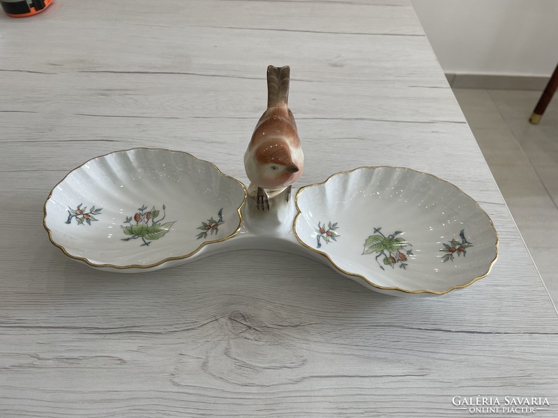 Herend Hecsedli rosehip pattern bird table centerpiece offering porcelain