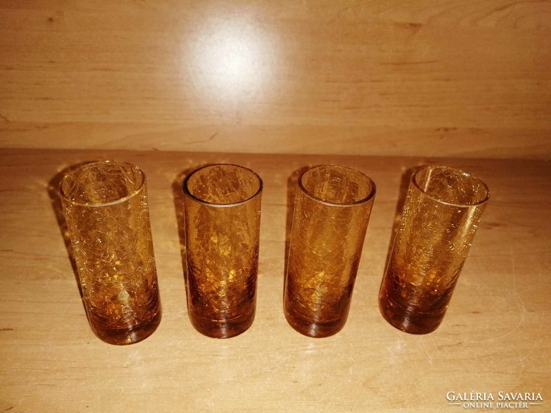 Veiled glass amber goblet 4 pcs in one - 7.7 cm high (ap-1)