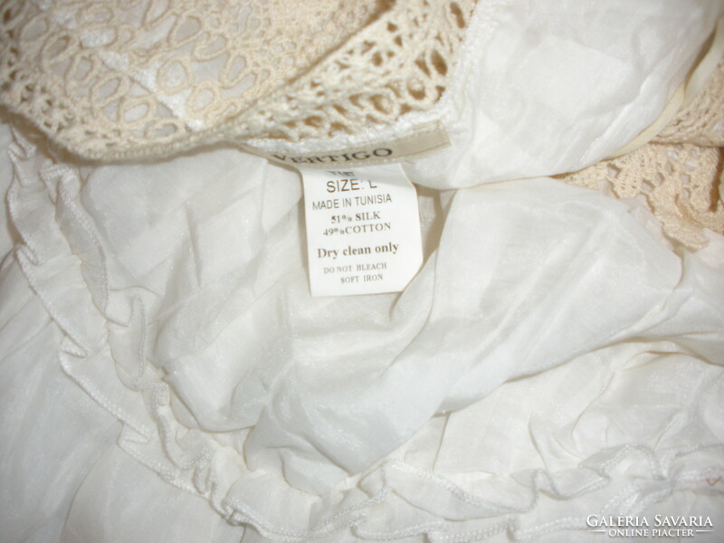Cream white cotton-silk top