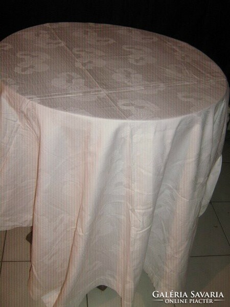 Beautiful antique white vintage floral damask tablecloth