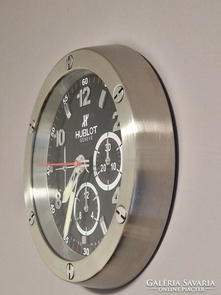 New - hublot big bang chronograph original steel - wall clock.