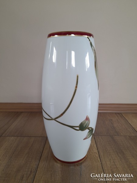 Zsolnay large porcelain vase with orchid pattern