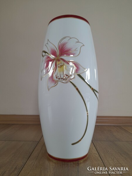 Zsolnay large porcelain vase with orchid pattern