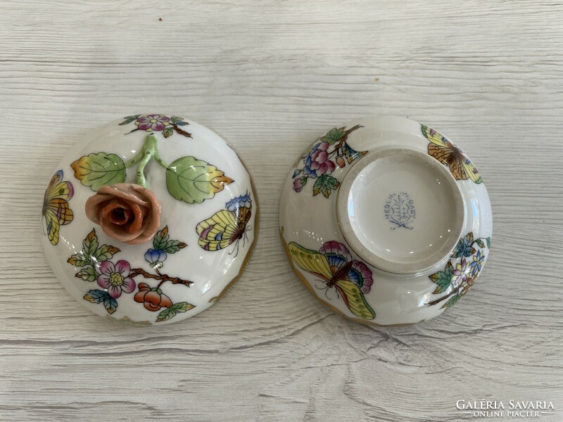 Pink bonbonier porcelain with Victoria pattern from Herend