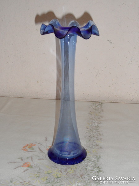 Blue monofilament glass vase