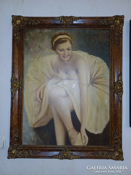 Beautiful ballerina painting painted in its original frame. Szőlősy János erotic painting