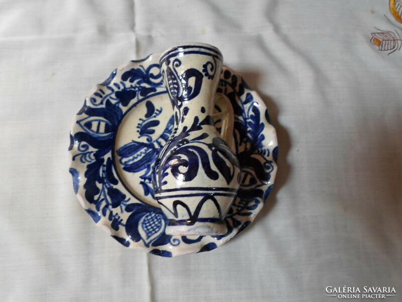 Korondi ceramic wall plate and small bowl 2. (Folk wall decoration, blue)