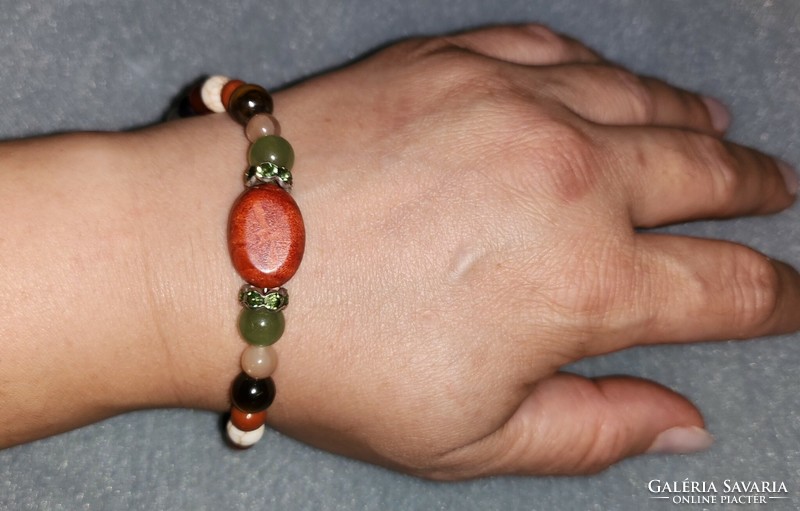 Multi Chakra Gemstone Bracelet with Red Pomegranate - New Multi Craft Jewellery