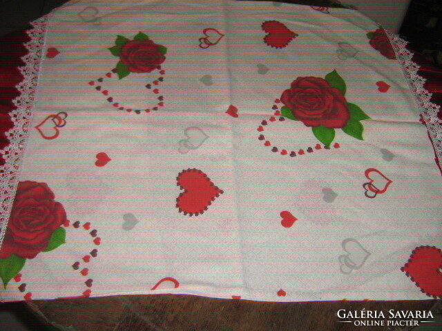Beautiful vintage rose heart pillow / decorative pillow cover
