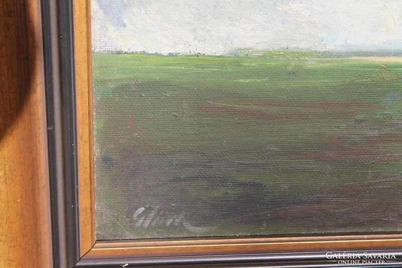 The sower - 19th century Oil painting with glück or gluck mark, antique work