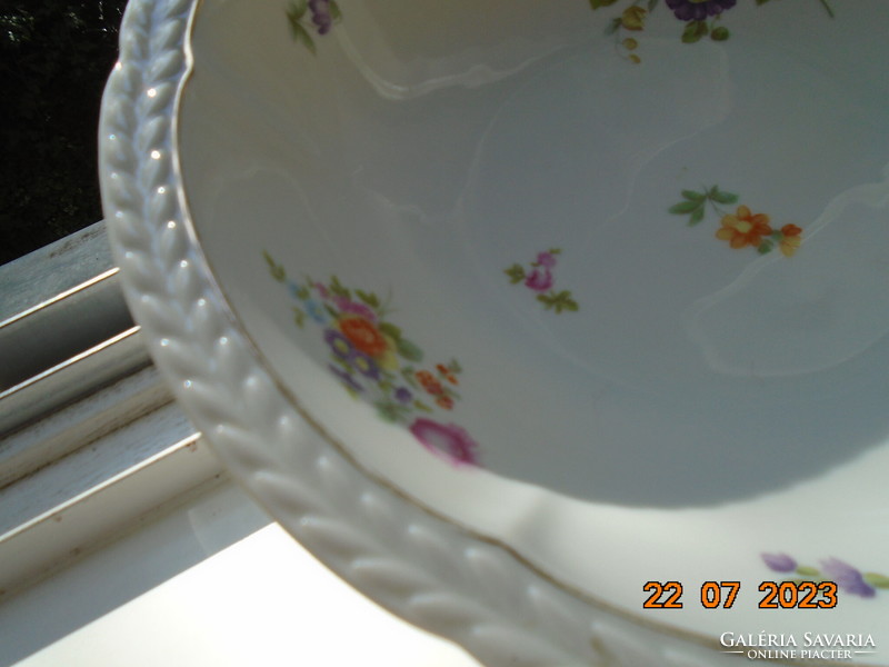 Rosenthal thomas deep dish, hand-painted Meissen flower pattern, convex empire leaf rim