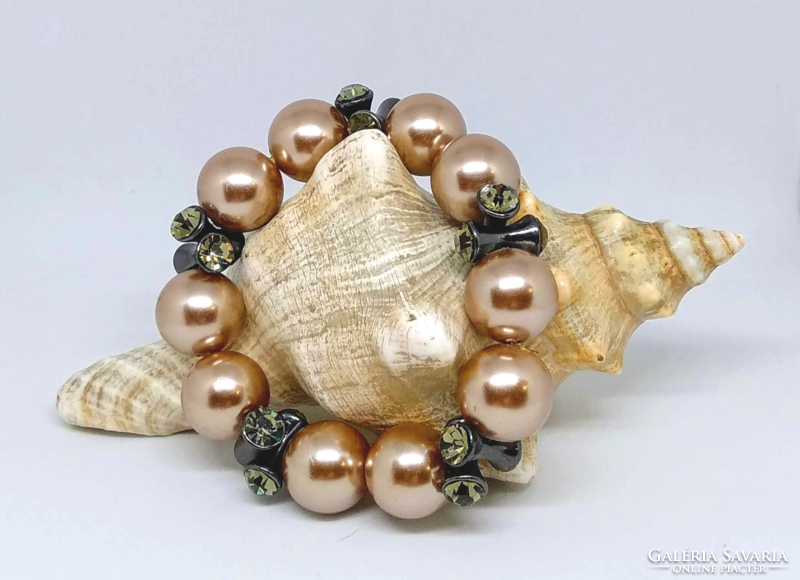 Bronze colored tekla bead bracelet, 16 mm beads (14)