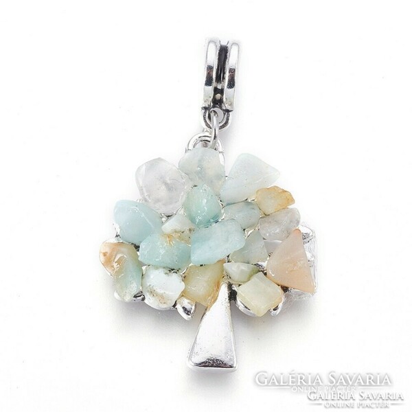 Amazonite mineral pendant, necklace, the chain is beautifully engraved.