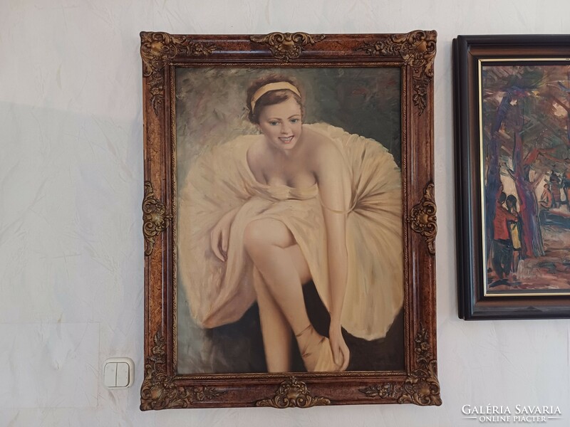 Beautiful ballerina painting painted in its original frame. Szőlősy János erotic painting