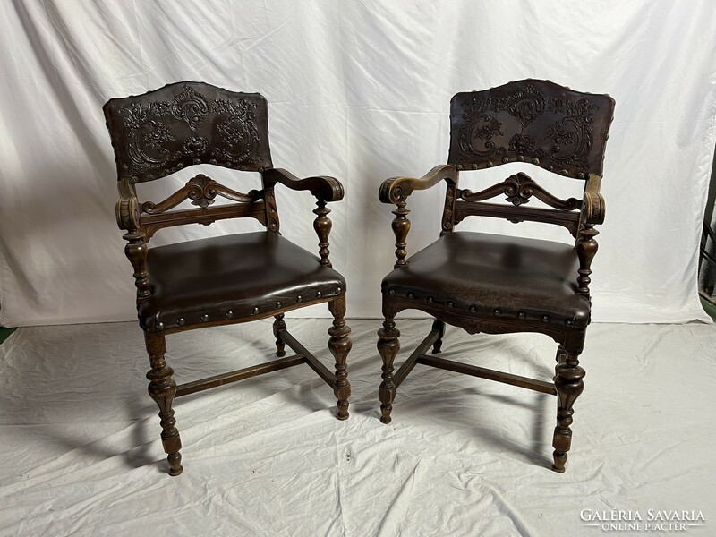 2 antique Viennese baroque armchairs