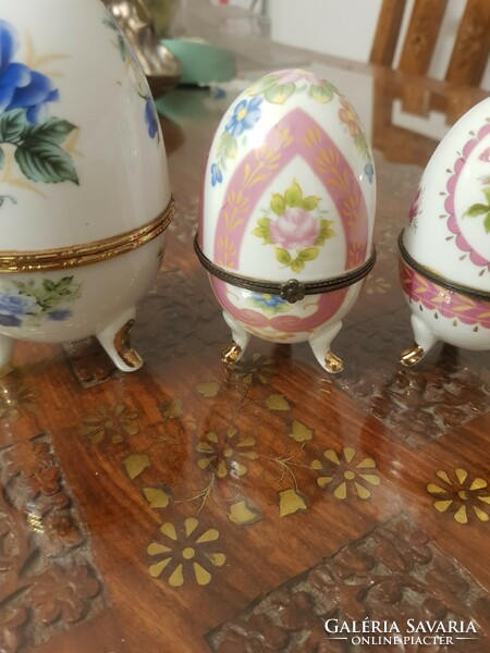 Porcelain eggs, wooden eggs, wooden eggs, jewelry holders, candy boxes, 6 pieces in one