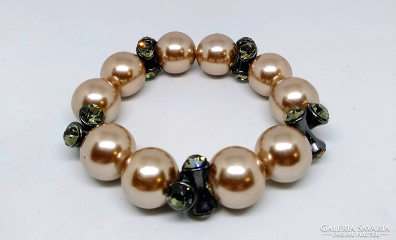 Bronze colored tekla bead bracelet, 16 mm beads (14)