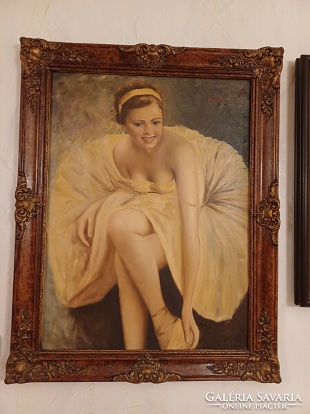 Beautiful ballerina painting painted in its original frame. Szőlősy János erotic painting