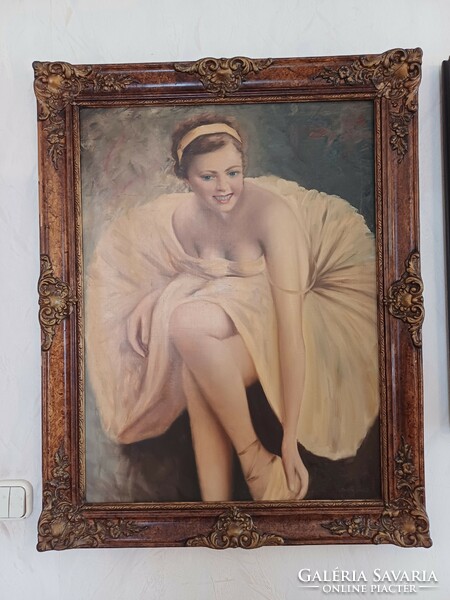 Beautiful ballerina painting painted in its original frame. Szőlősy János erotic painting