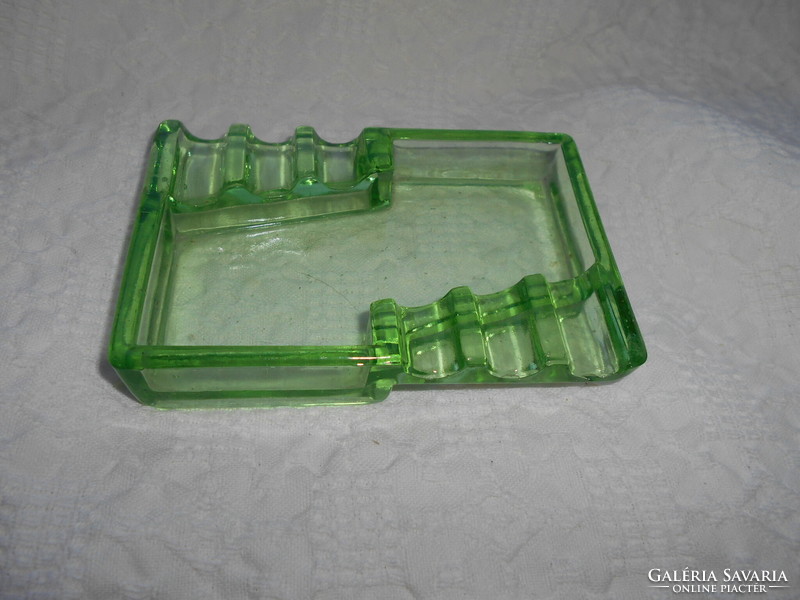 Uranium green old glass ashtray