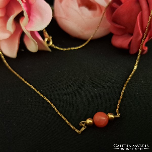 Coral stone gold-plated necklaces.