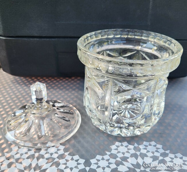 Flawless crystal glass sugar bowl with lid