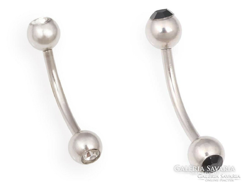 Piercing made of medical metal, with translucent and black crystal stone.
