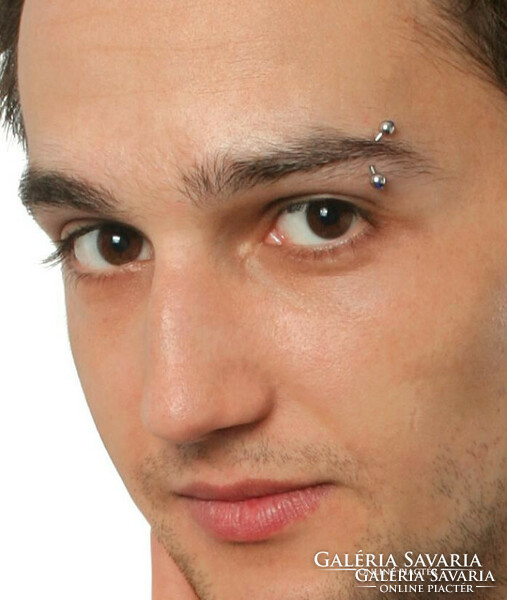 Piercing made of medical metal, with translucent and black crystal stone.
