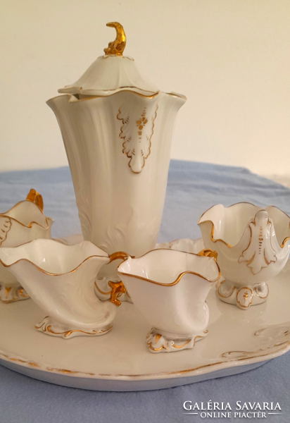 Meissen-marked two-person mocha set with tray