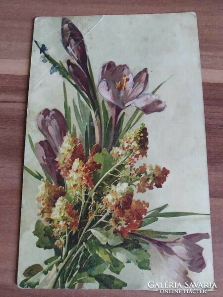 Antique floral postcard from 1918