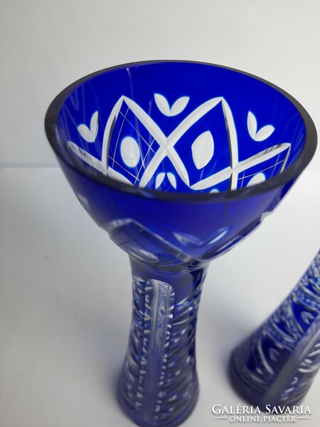 2 blue cut crystals? Glass vase
