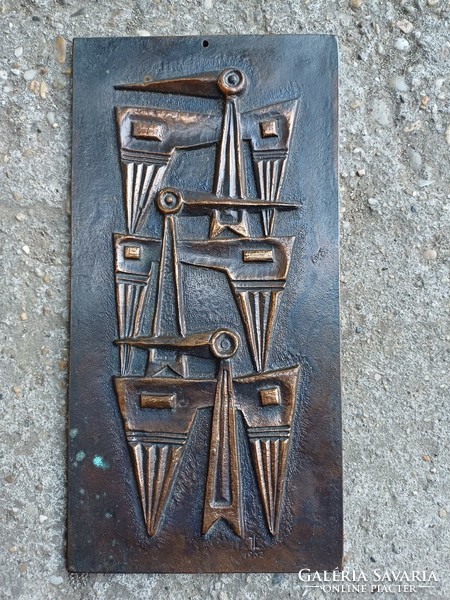 Rare signed Tóthfalus László bronze wall relief