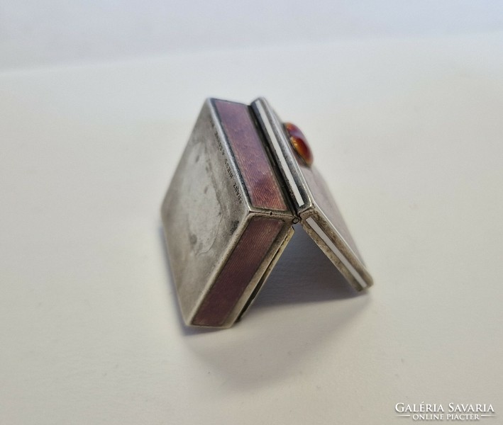 Fire enamel silver pill box