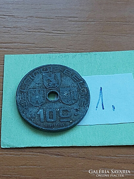 Belgium belgique - belgie 10 centimes 1942 ww ii. Zinc, iii. King Leopold 1