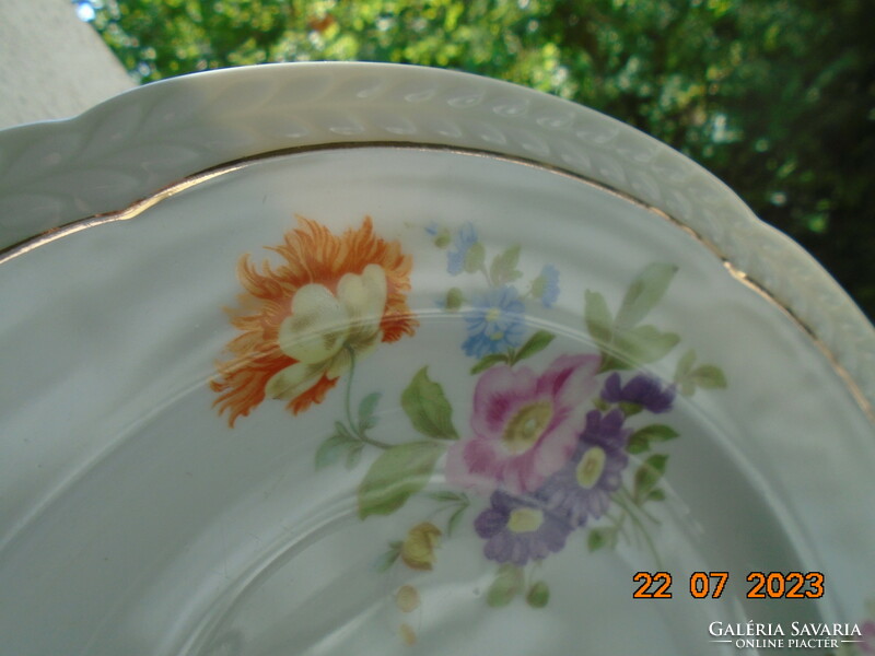 Rosenthal thomas deep plate hand-painted Meissen flower pattern, convex empire leaf rim