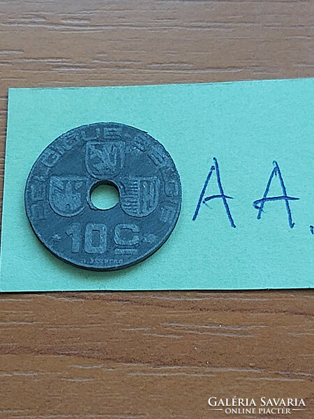 Belgium belgique - belgie 10 centimes 1943 ww ii. Zinc, iii. King Leopold #aa