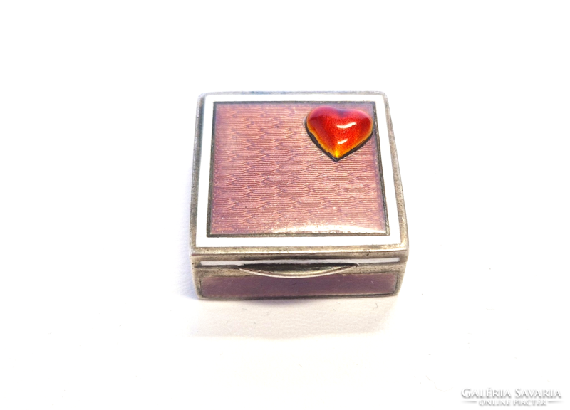 Fire enamel silver pill box