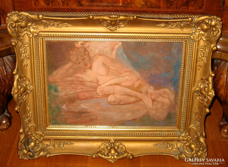 Guaranteed original stein jános / 1874-1944 / painting: waiting, nude