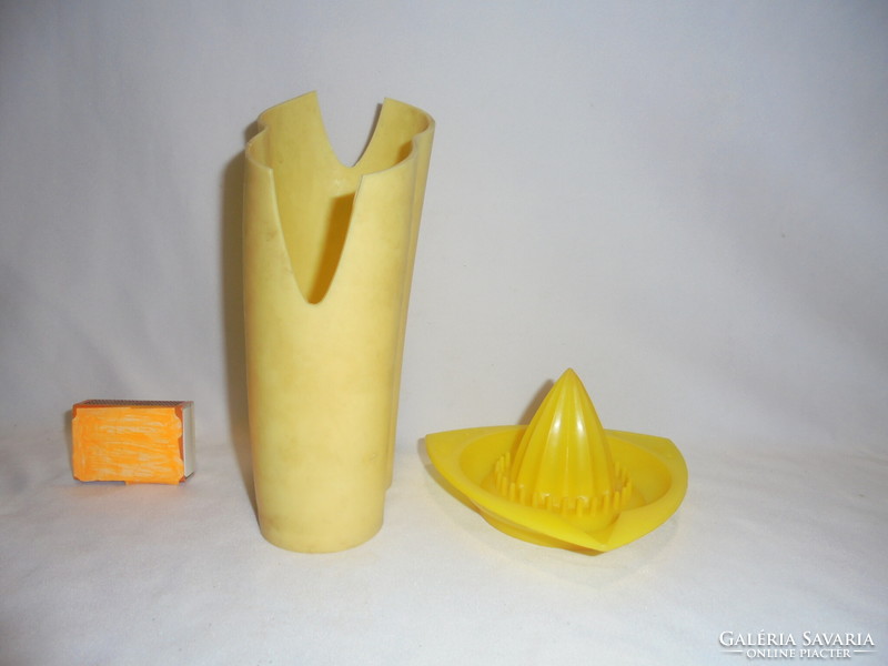 Retro plastic bag milk holder and lemon squeezer - together